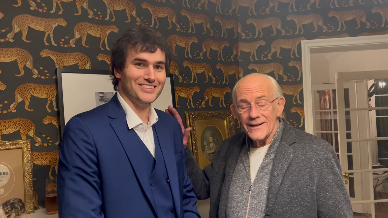 Roby Sobieski with Christopher Lloyd during his recorded testimonial